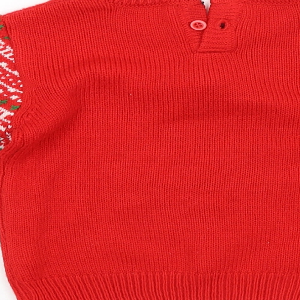 Preworn Baby Red Argyle/Diamond  Pullover Jumper Size 12-18 Months  - CHRISTMAS