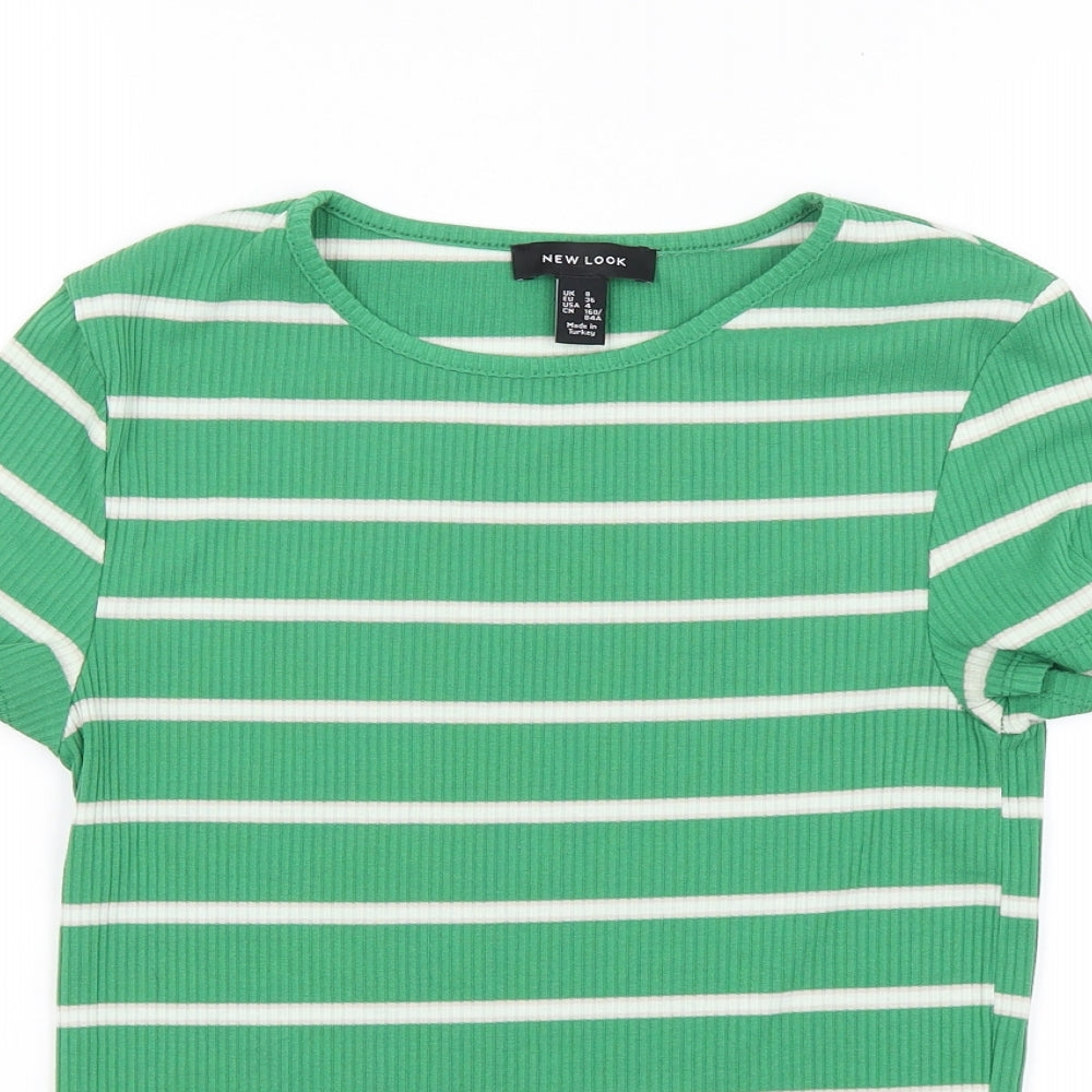New Look Womens Green Striped  Pullover Jumper Size 8