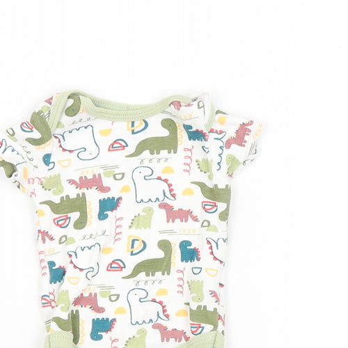 CHICK PEA Baby White Animal Print  Babygrow One-Piece Size 0-3 Months