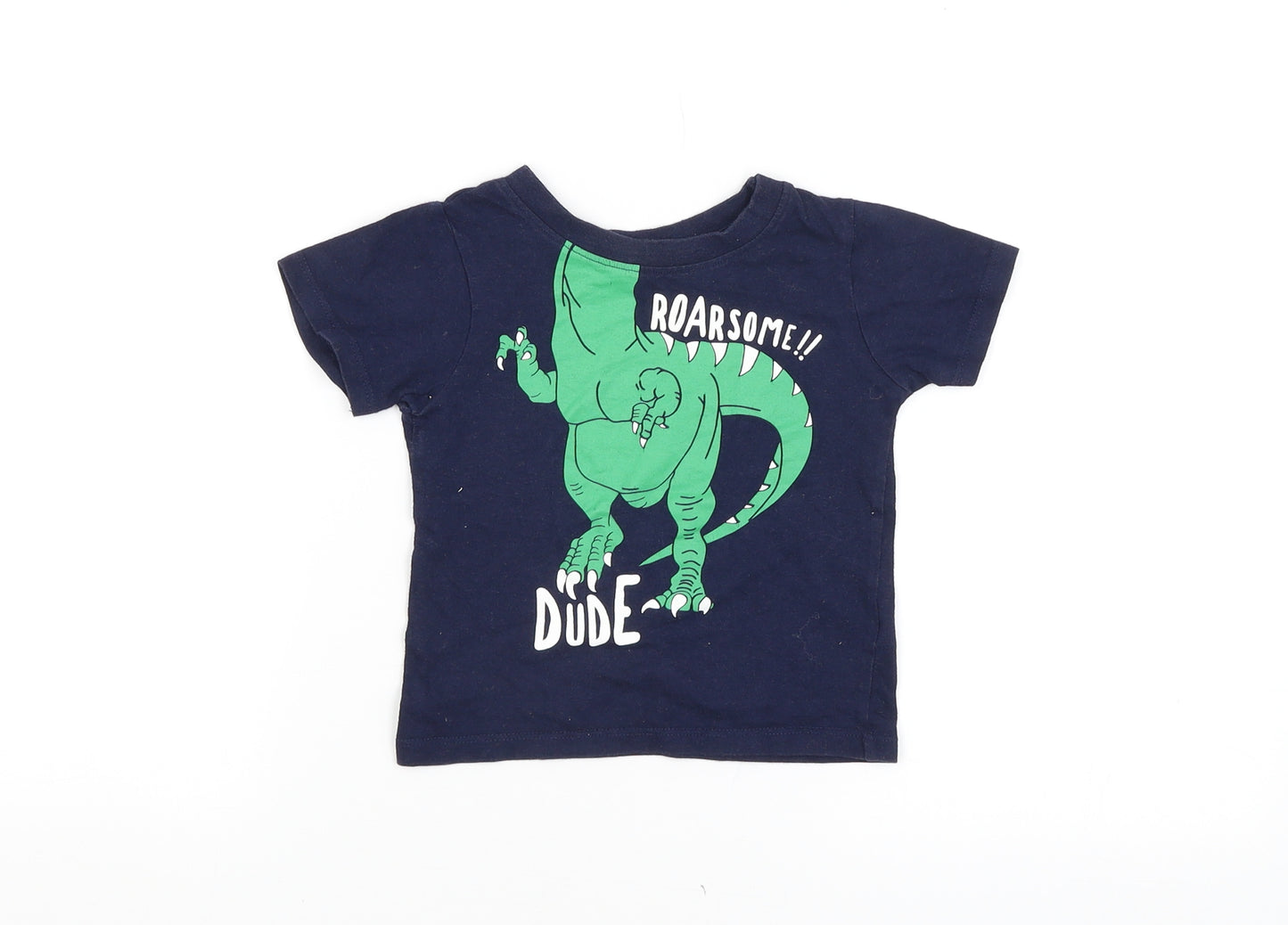Primark Baby Blue   Basic T-Shirt Size 9-12 Months  - DINOSAUR