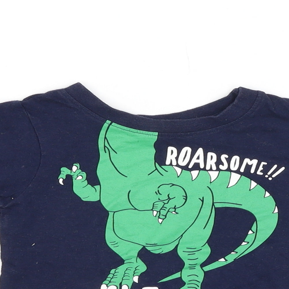 Primark Baby Blue   Basic T-Shirt Size 9-12 Months  - DINOSAUR