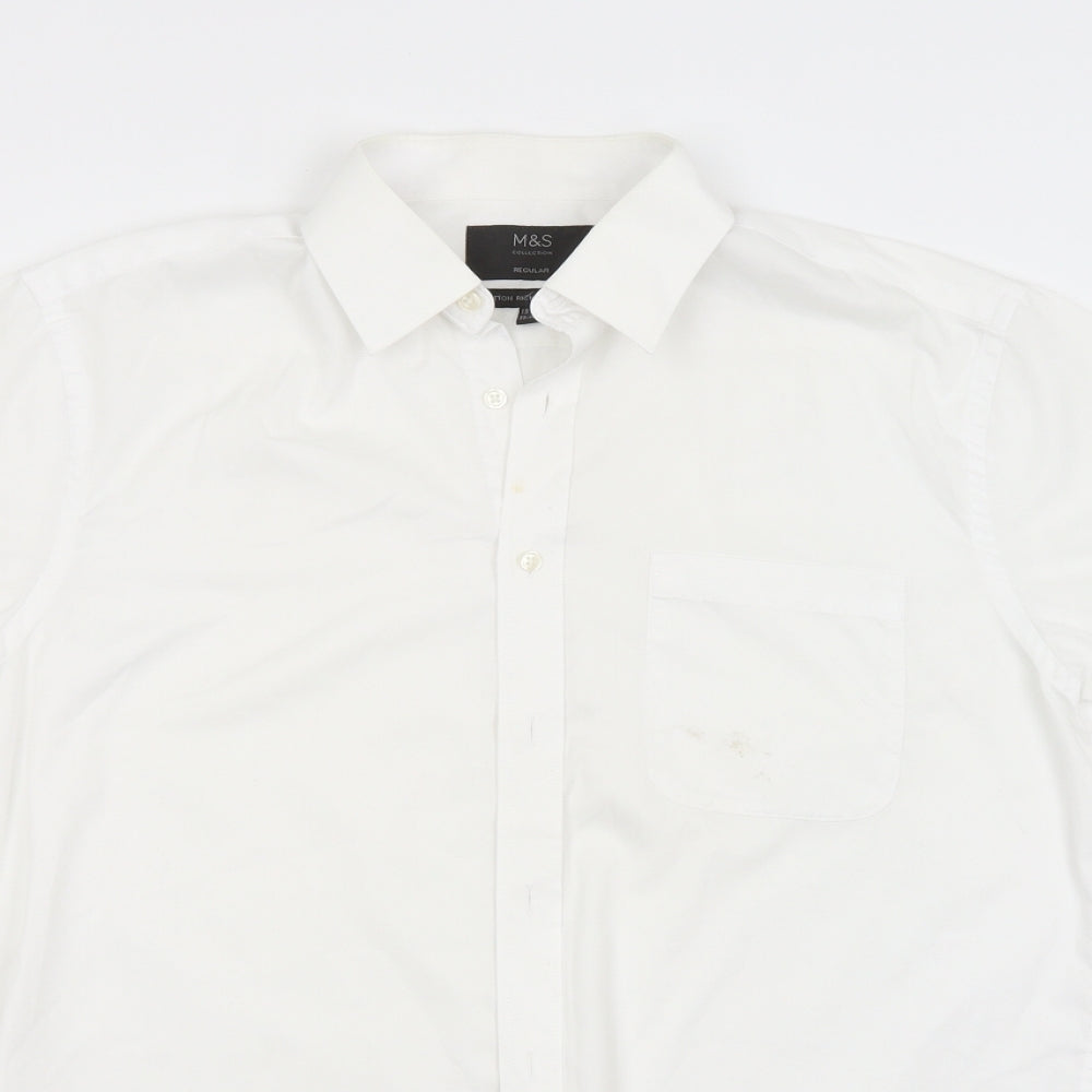 M&S Mens White    Dress Shirt Size 15.5