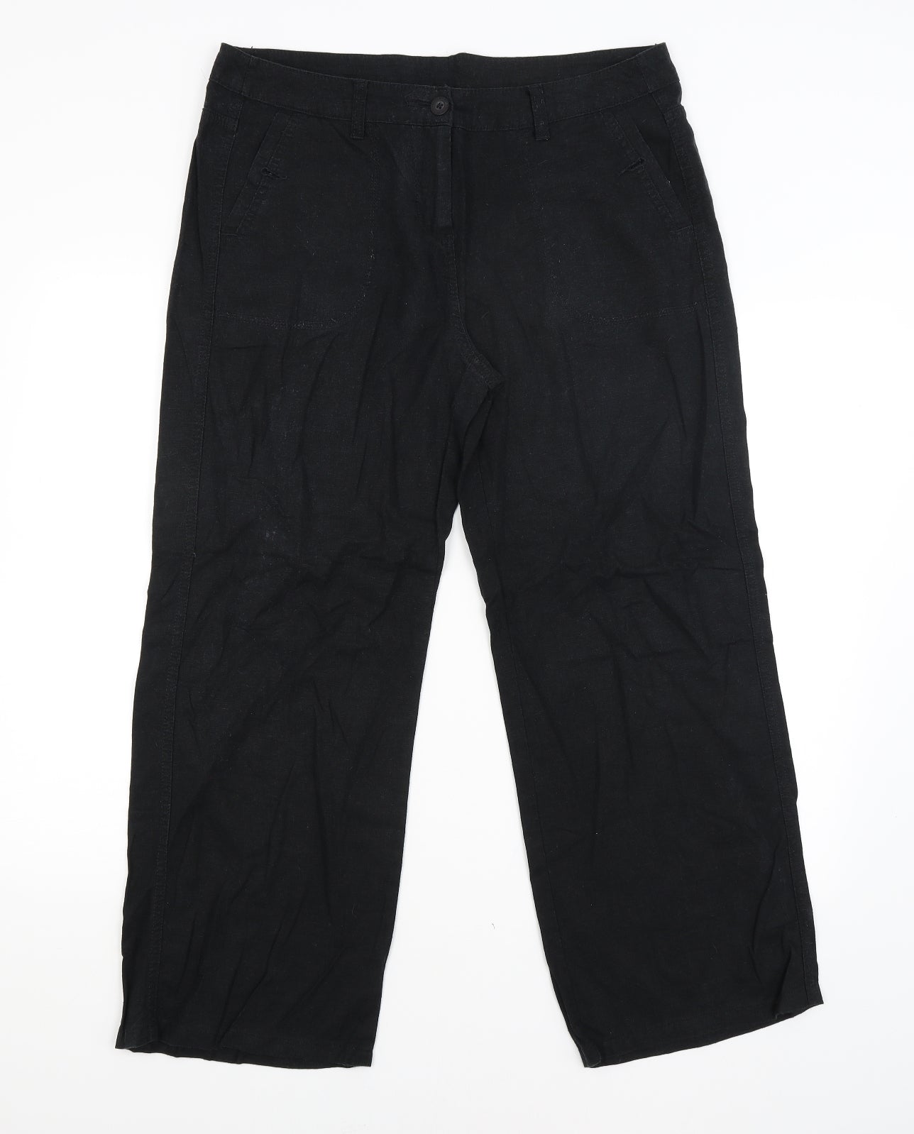 M&S Womens Black   Trousers  Size 12 L28 in