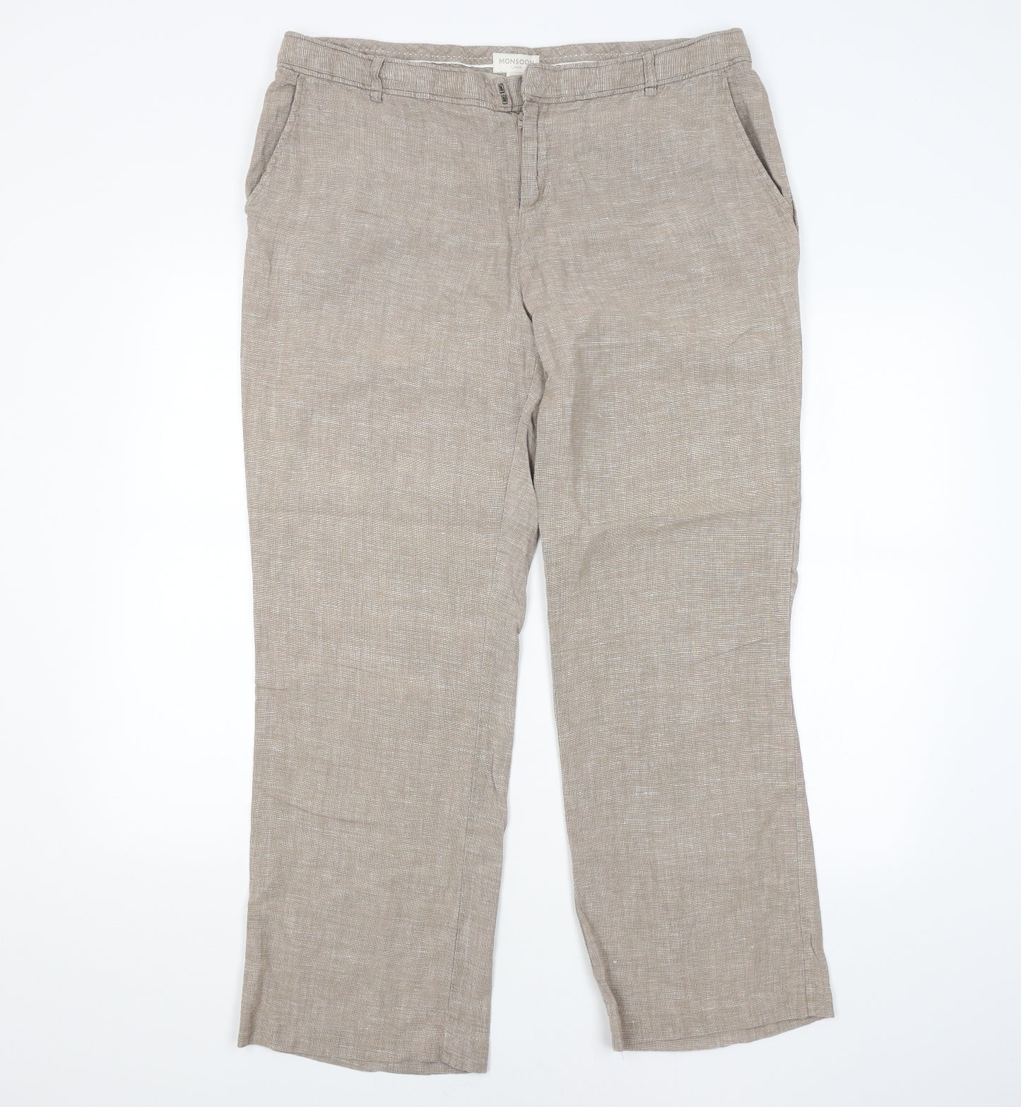 Monsoon Womens Brown   Trousers  Size 16 L27 in