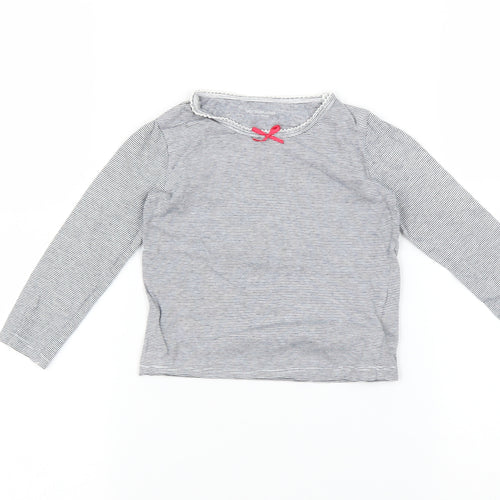 Preworn Girls Grey Striped  Basic T-Shirt Size 3 Years