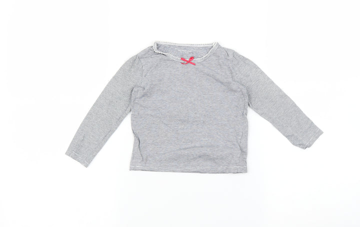 Preworn Girls Grey Striped  Basic T-Shirt Size 3 Years