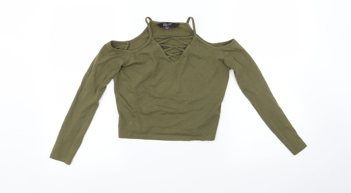 New Look Girls Green   Basic T-Shirt Size 12-13 Years  - Cropped