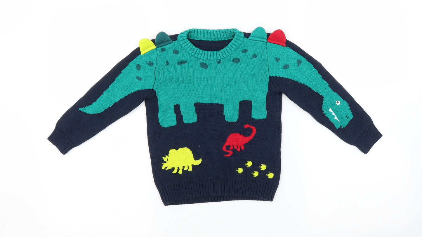 Nutmeg Boys Multicoloured   Pullover Jumper Size 2-3 Years  - dinosaur