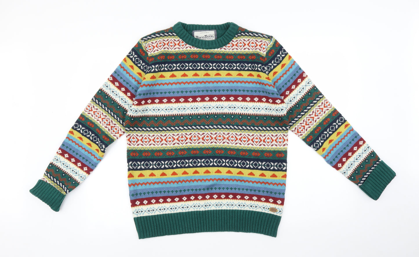 Tokyo Tigers Mens Multicoloured Fair Isle  Pullover Jumper Size M