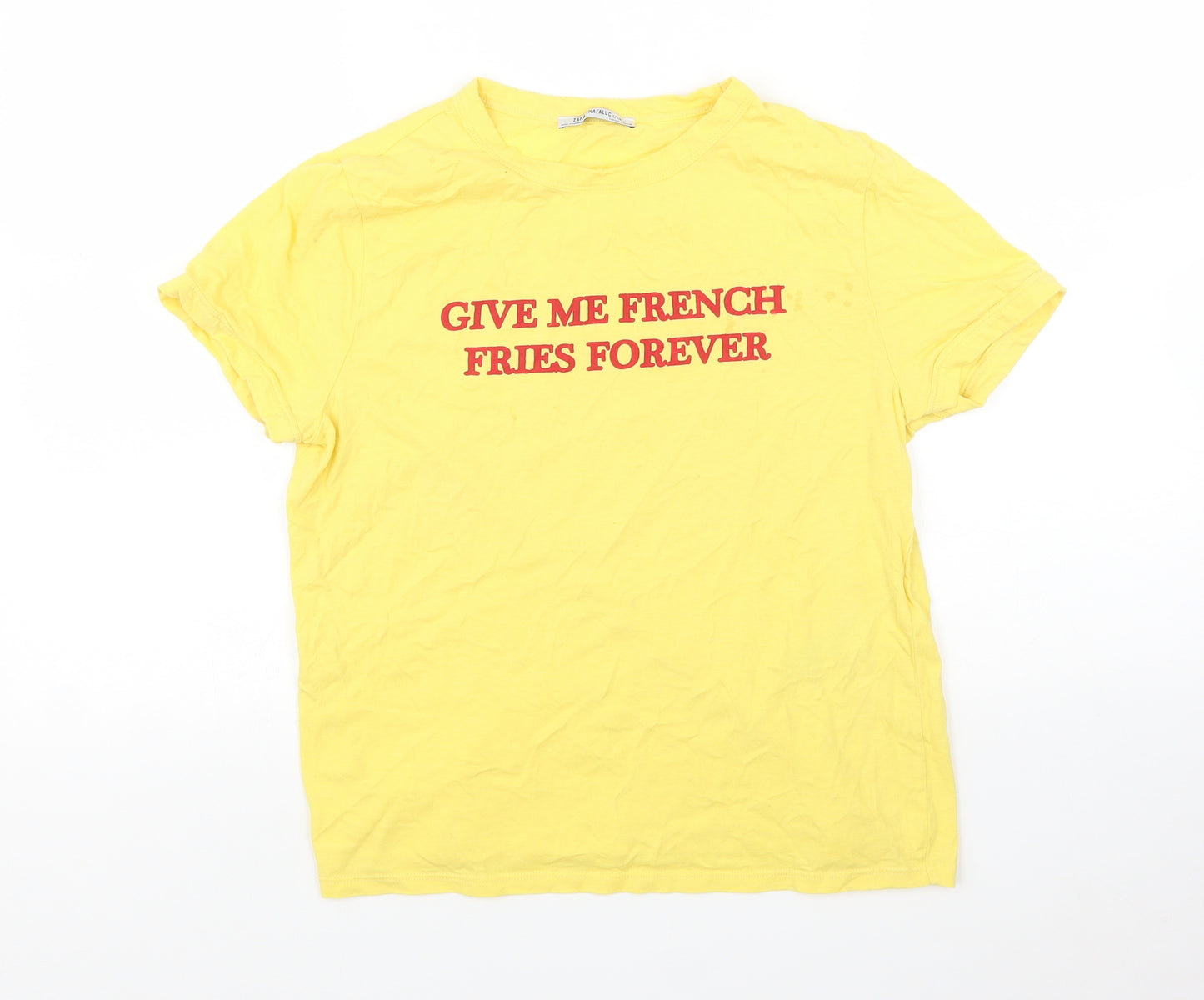 Zara Womens Yellow   Basic T-Shirt Size S  - Give me French Fries forever
