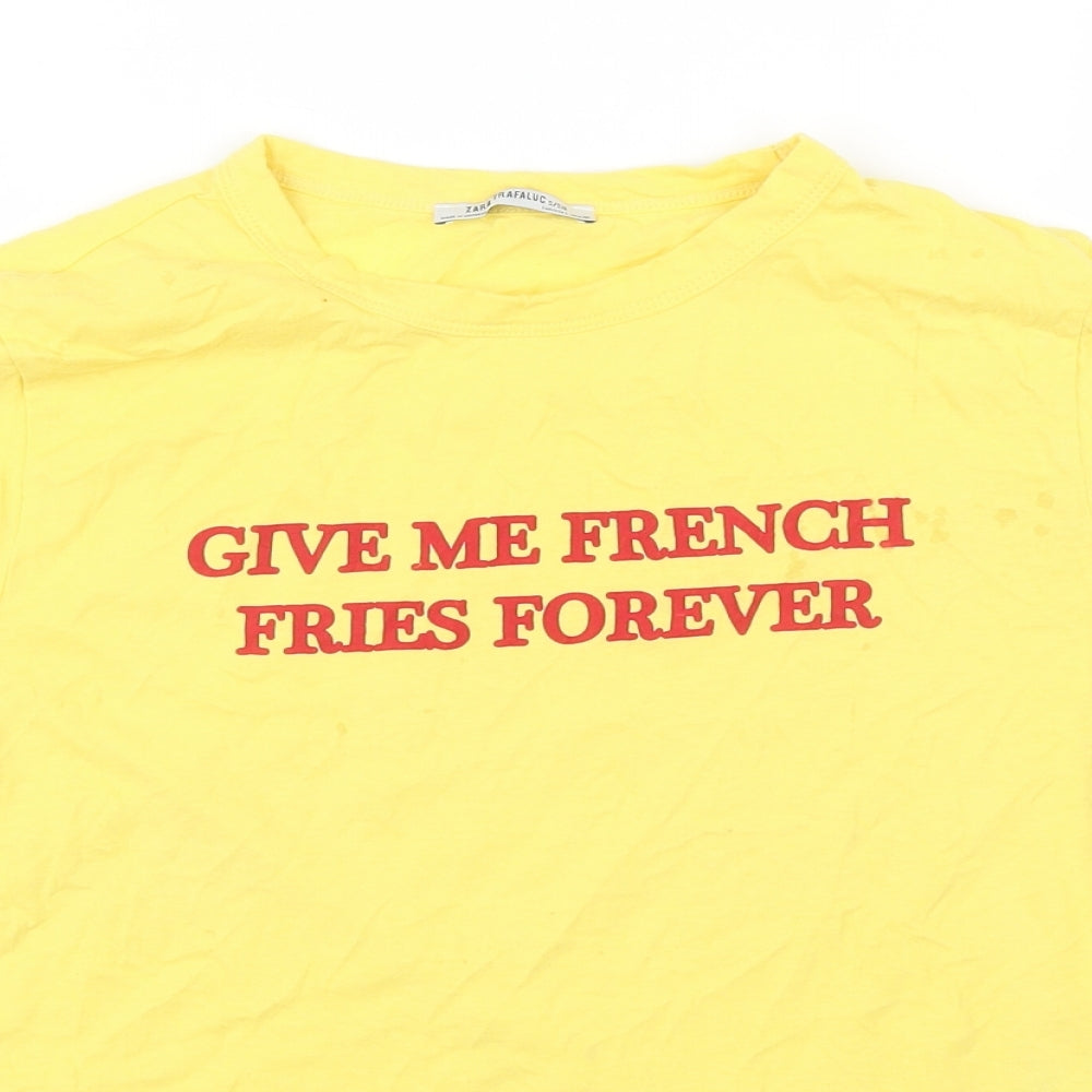 Zara Womens Yellow   Basic T-Shirt Size S  - Give me French Fries forever