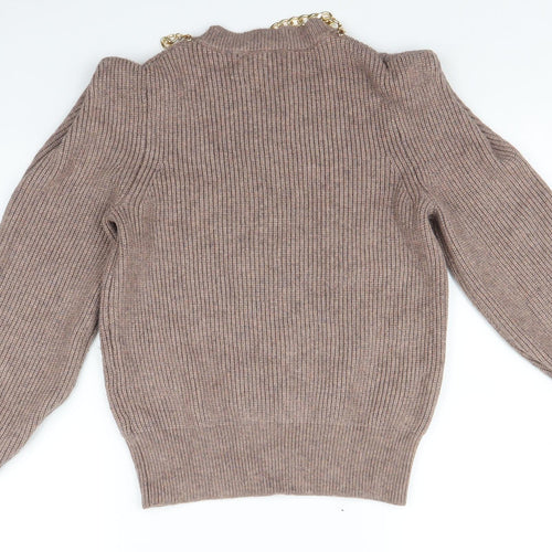 NEXT Womens Brown   Pullover Jumper Size S  - Gold Necklace