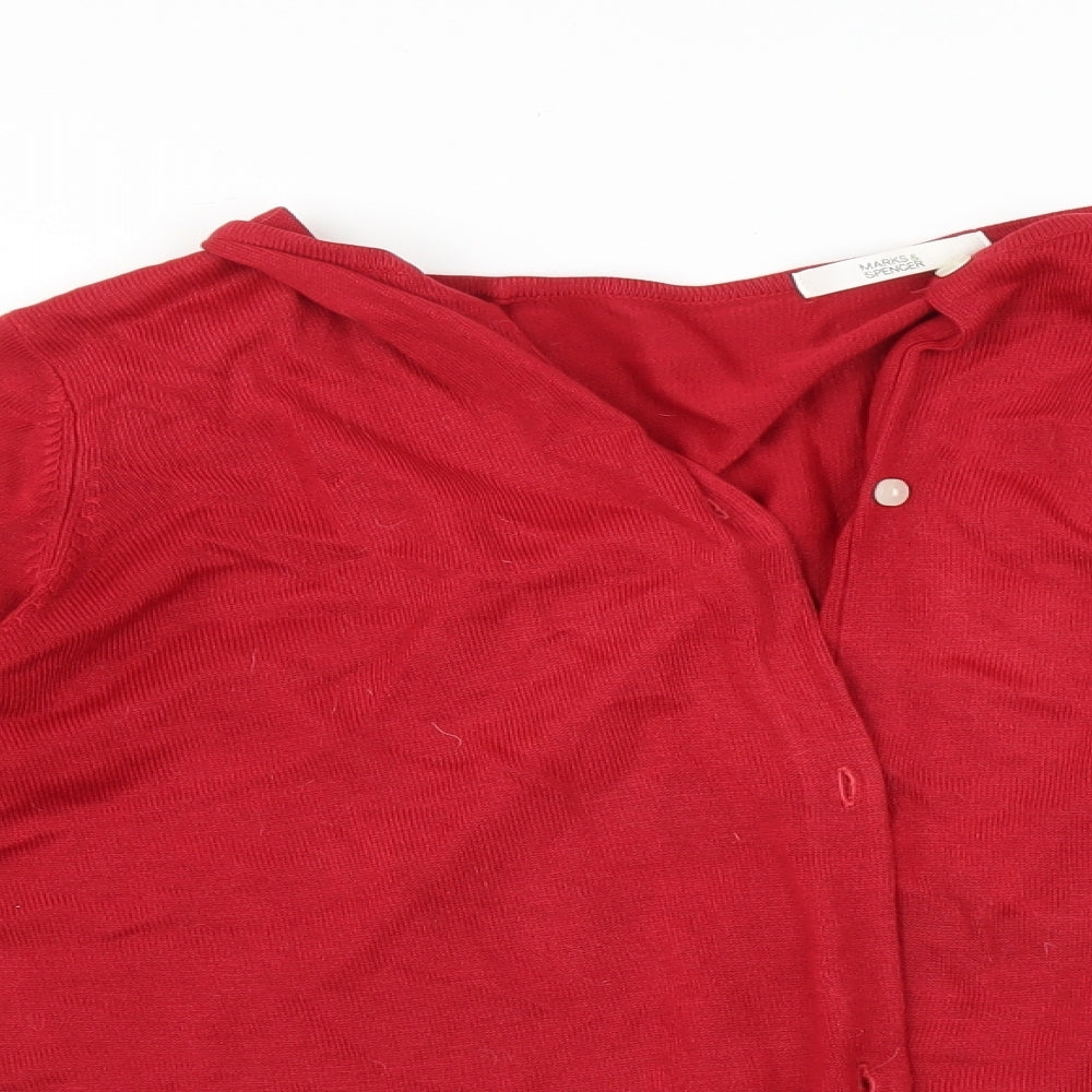 Marks and Spencer Womens Red   Cardigan Jumper Size 16