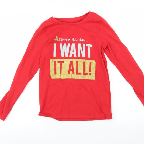 NEXT Girls Red   Basic T-Shirt Size 9 Years  - Christmas