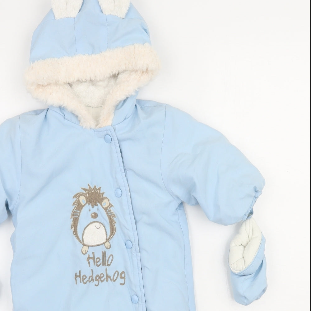 Preworn Baby Blue   Parka Snowsuit Size 6-9 Months  - Full body