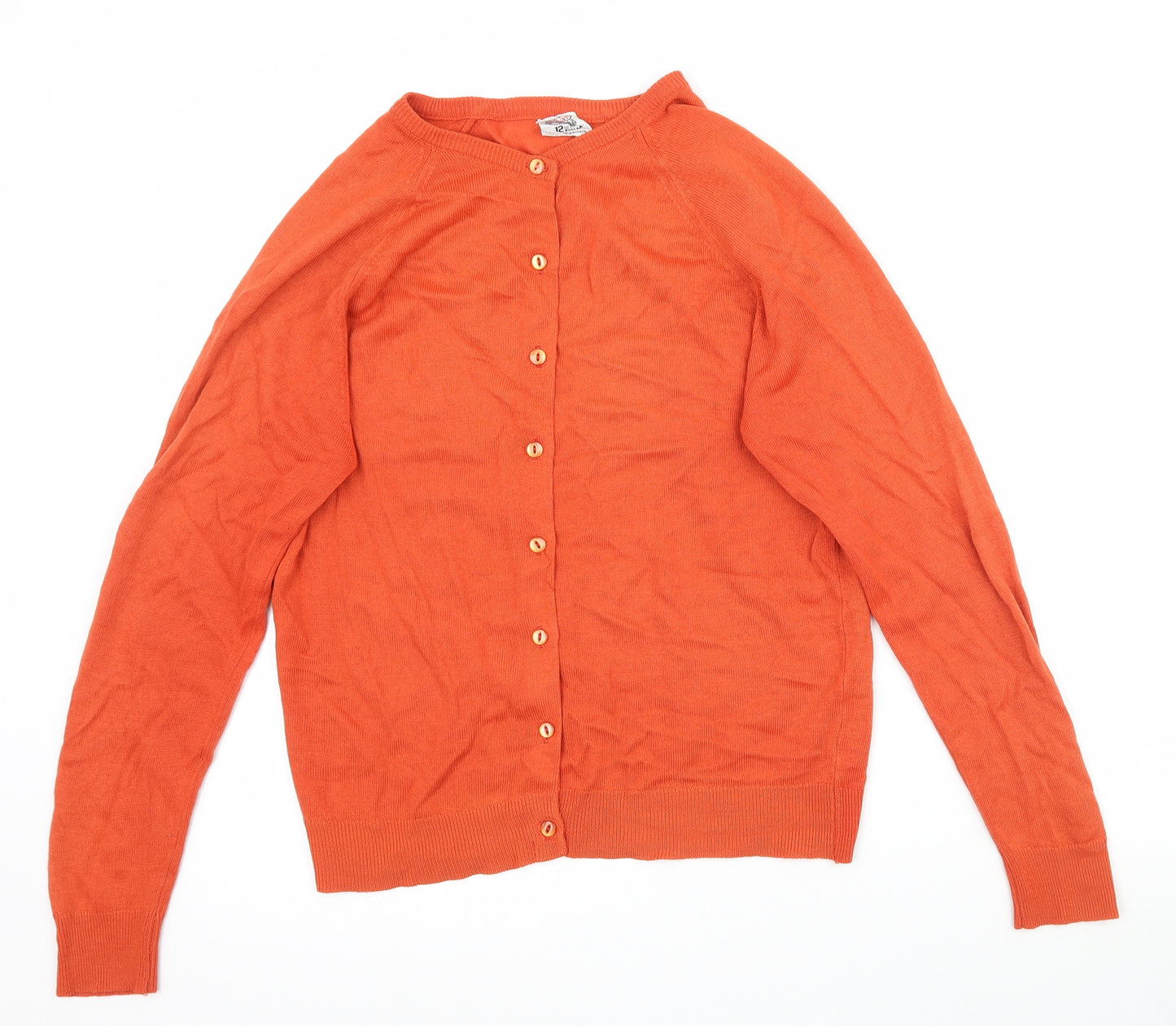 St Michael Womens Orange  Knit Cardigan Jumper Size 12