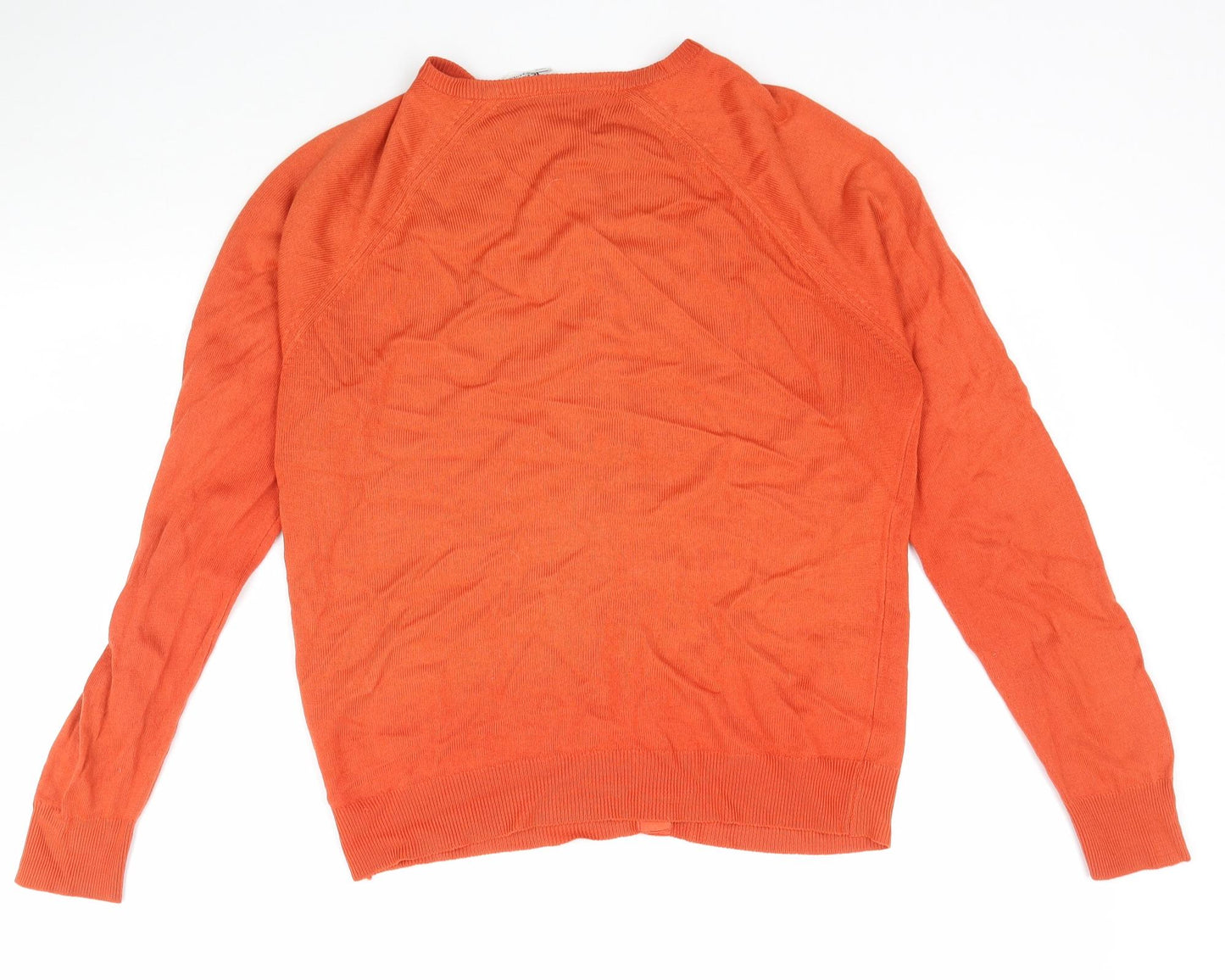 St Michael Womens Orange  Knit Cardigan Jumper Size 12