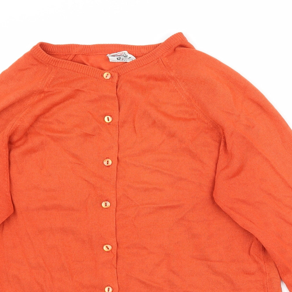 St Michael Womens Orange  Knit Cardigan Jumper Size 12