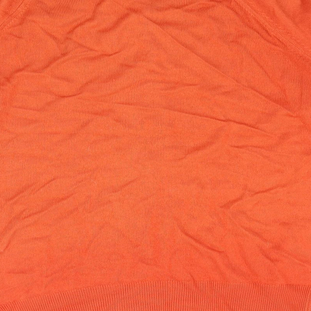 St Michael Womens Orange  Knit Cardigan Jumper Size 12