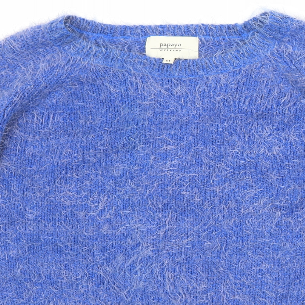 Papaya Womens Blue  Knit Pullover Jumper Size M  - Fluffy