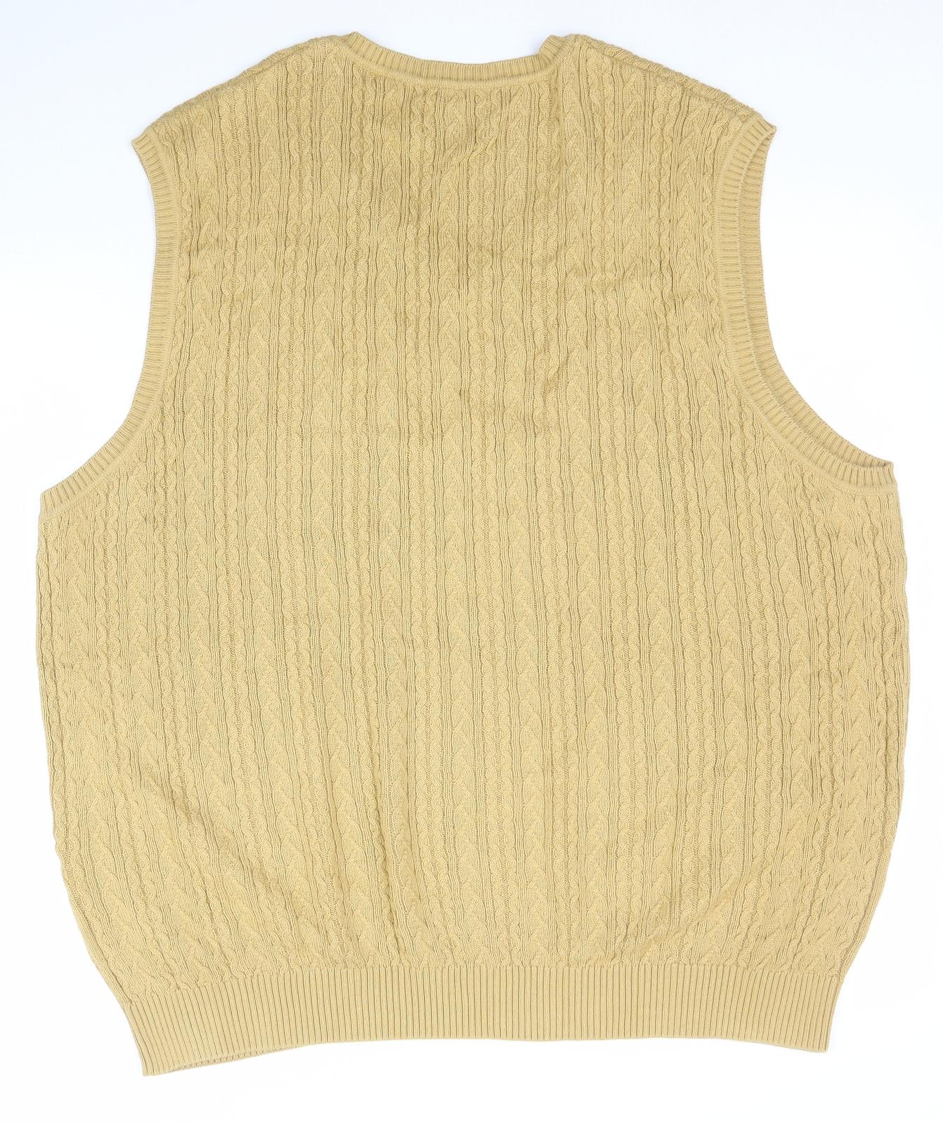 Ashworth Mens Yellow  Knit Vest Jumper Size XL