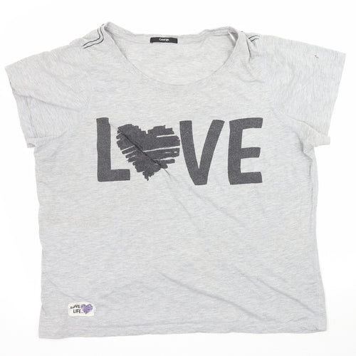 George Womens Grey   Basic T-Shirt Size L  - Love Heart