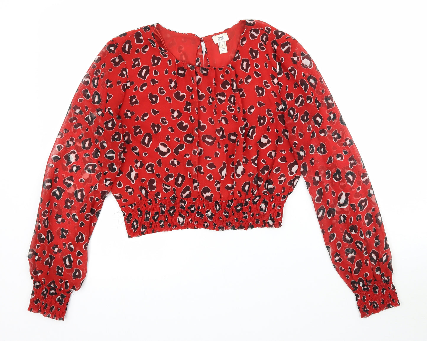 River Island Womens Red Animal Print  Camisole Blouse Size 10  - Tie back