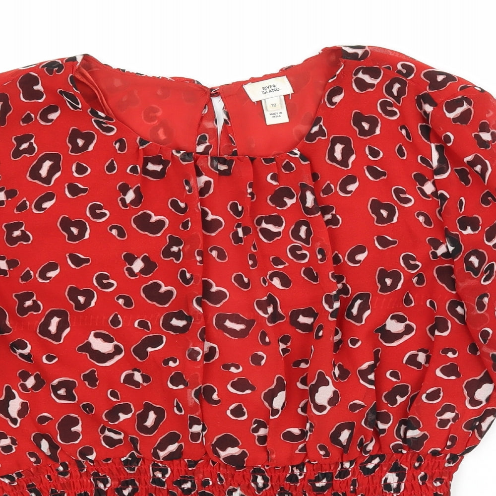 River Island Womens Red Animal Print  Camisole Blouse Size 10  - Tie back