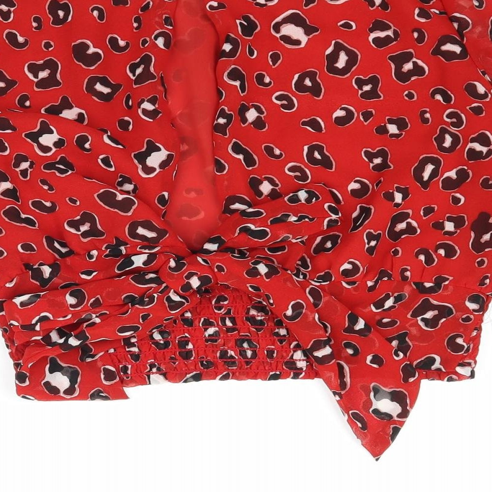 River Island Womens Red Animal Print  Camisole Blouse Size 10  - Tie back