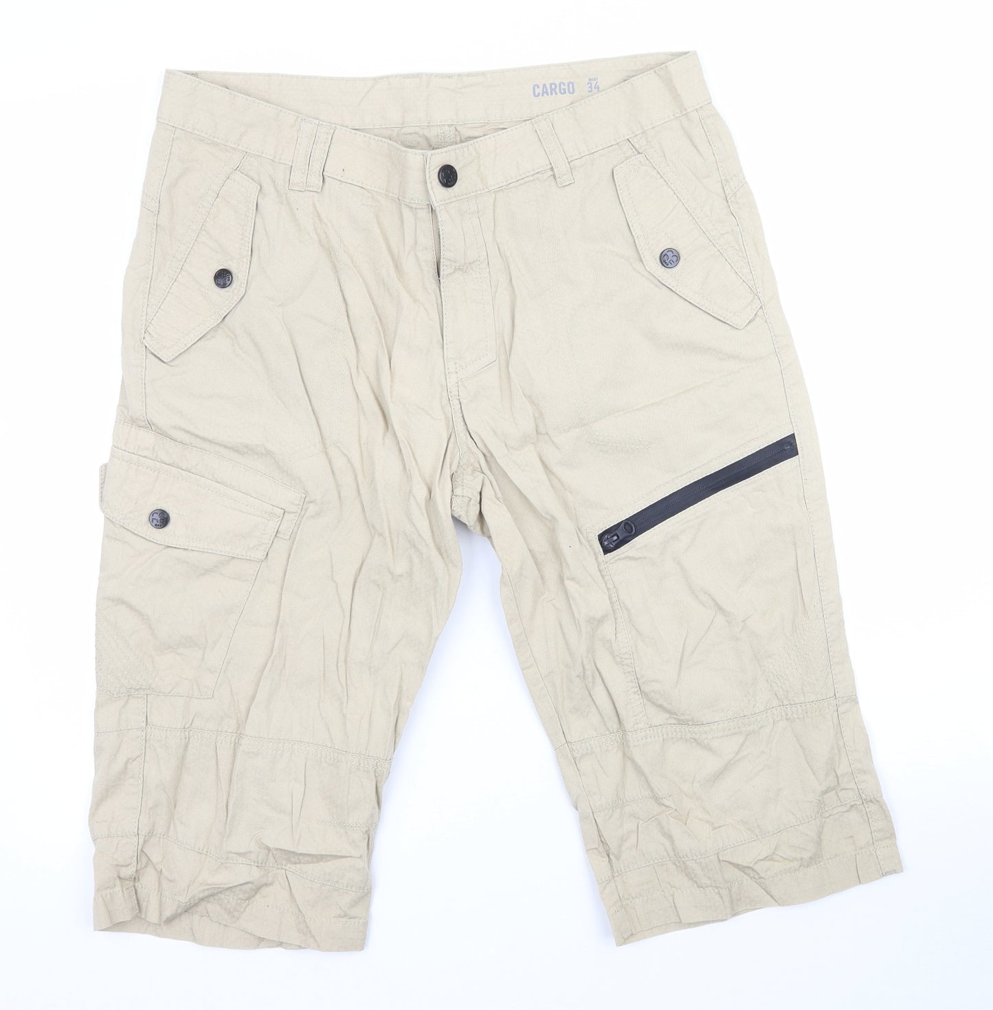 F&F Mens Beige   Cargo Shorts Size 34