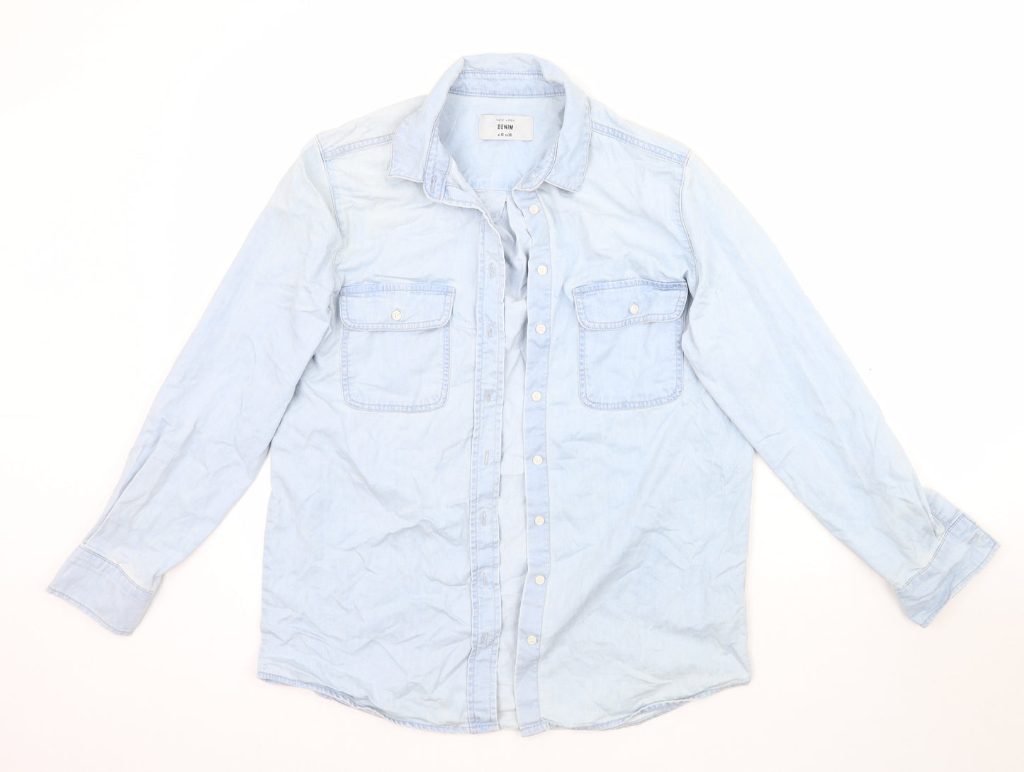 New Look Womens Blue  Denim Basic Button-Up Size 10