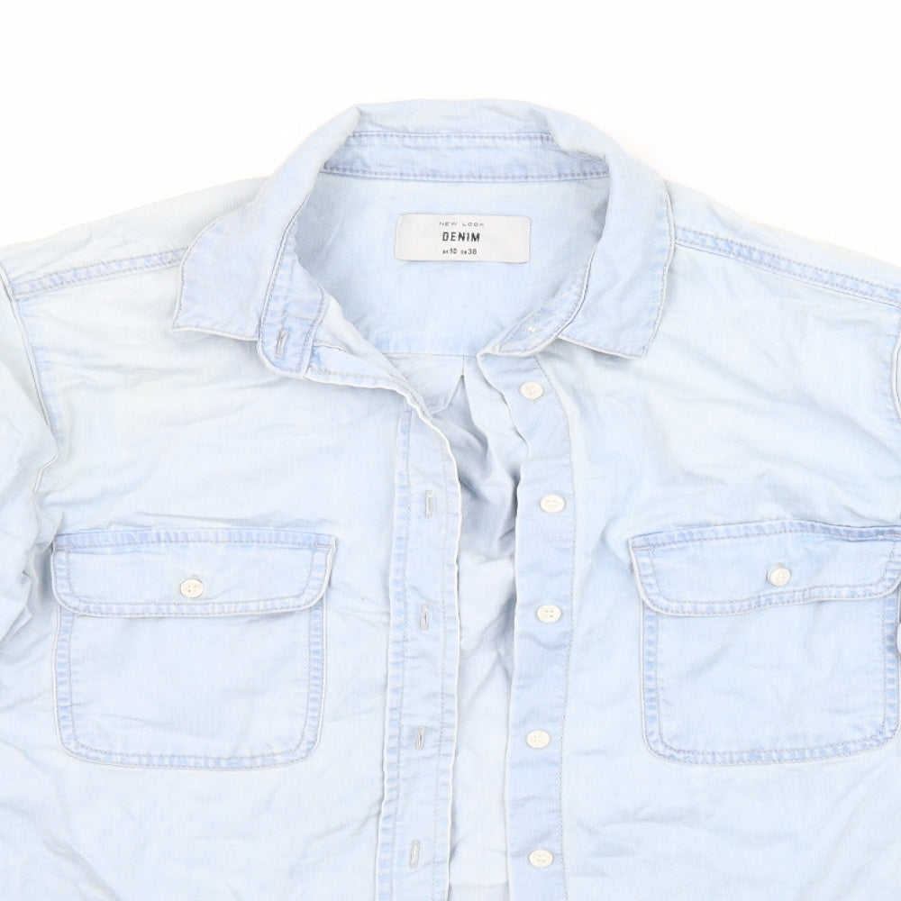 New Look Womens Blue  Denim Basic Button-Up Size 10