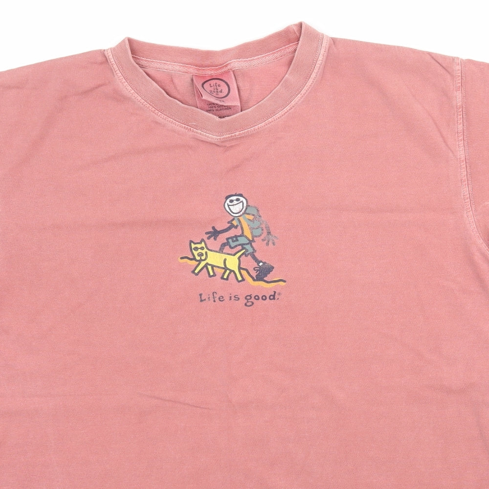 Life is Good Mens Pink    T-Shirt Size M