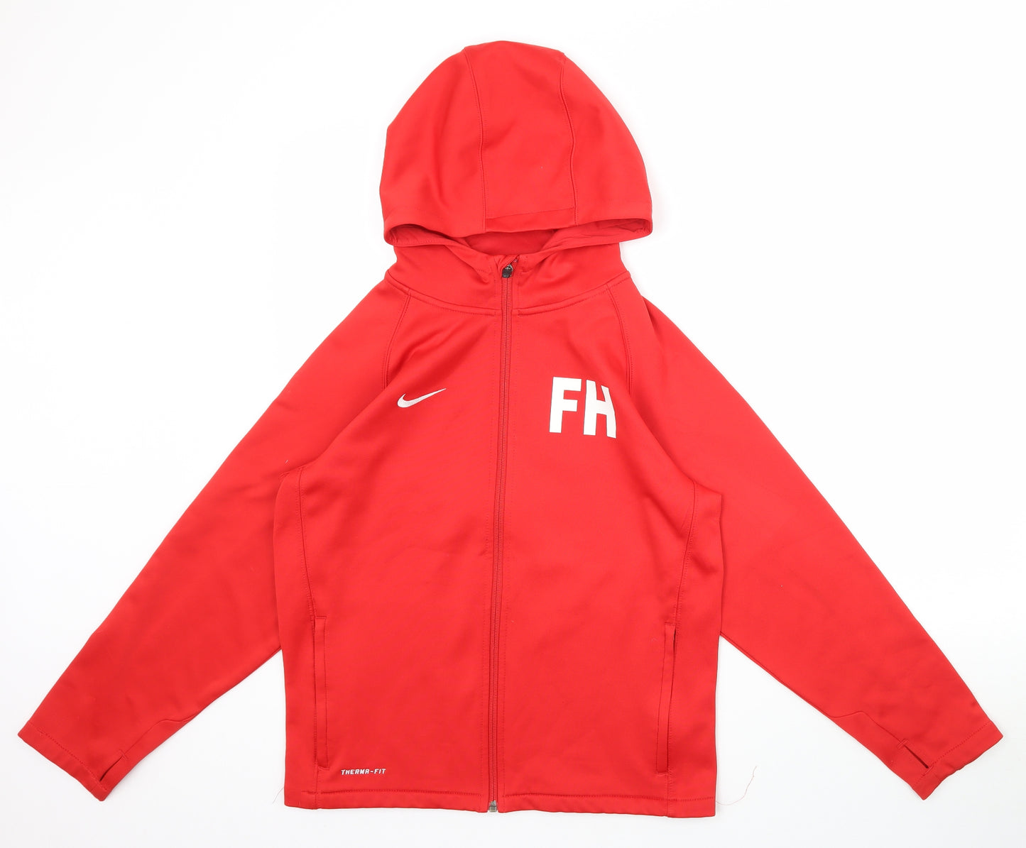 Nike Girls Red   Full Zip Hoodie Size 12-13 Years  - NIKE Swoosh