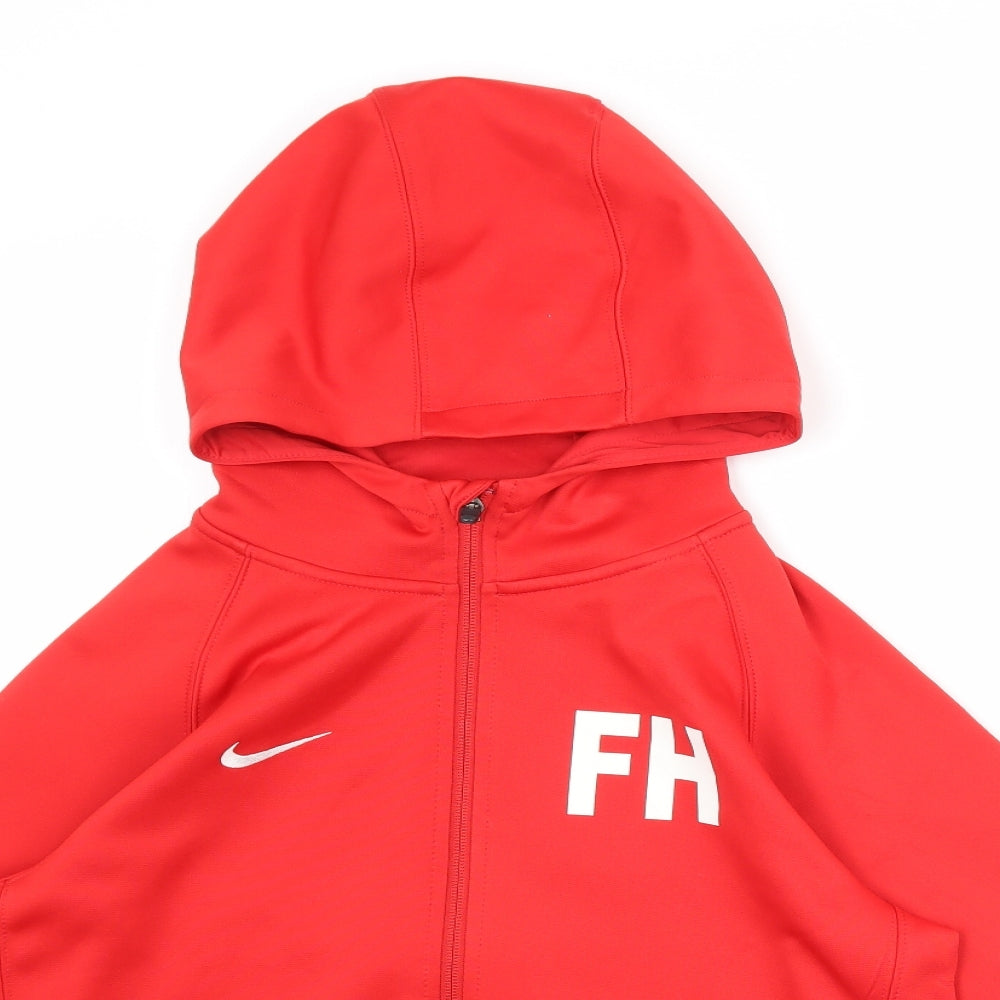 Nike Girls Red   Full Zip Hoodie Size 12-13 Years  - NIKE Swoosh
