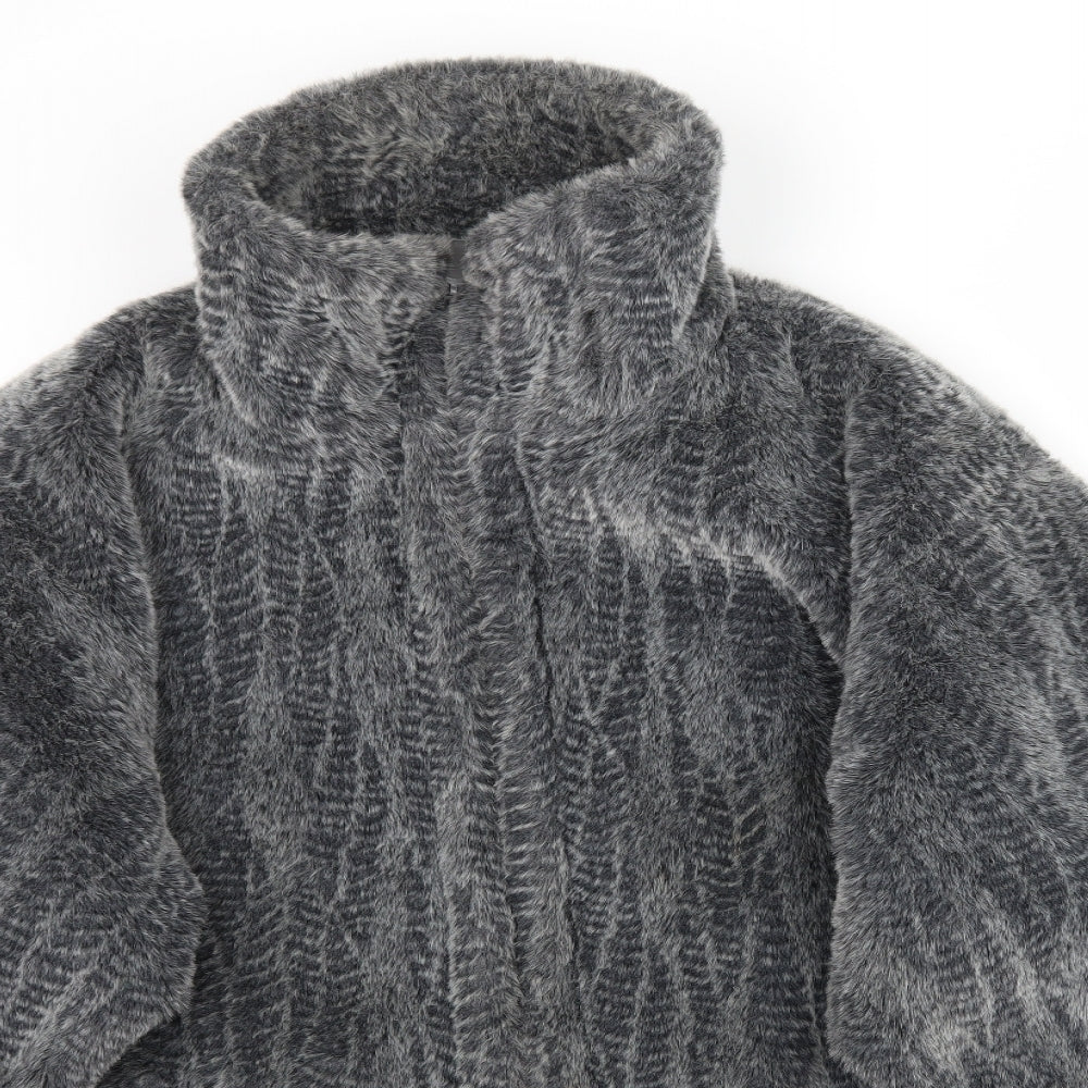 Zepla Womens Grey   Overcoat Coat Size L  - Furry
