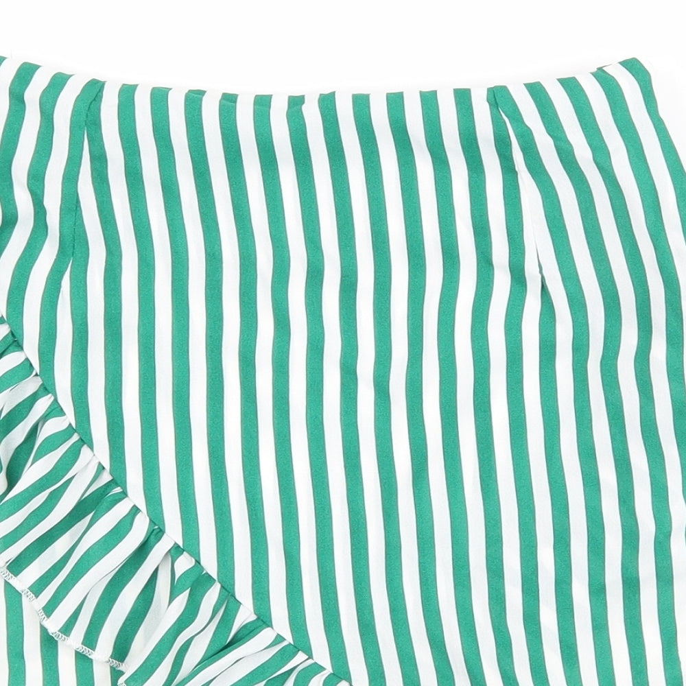 Missguided Womens Green Striped   Skirt Size 6