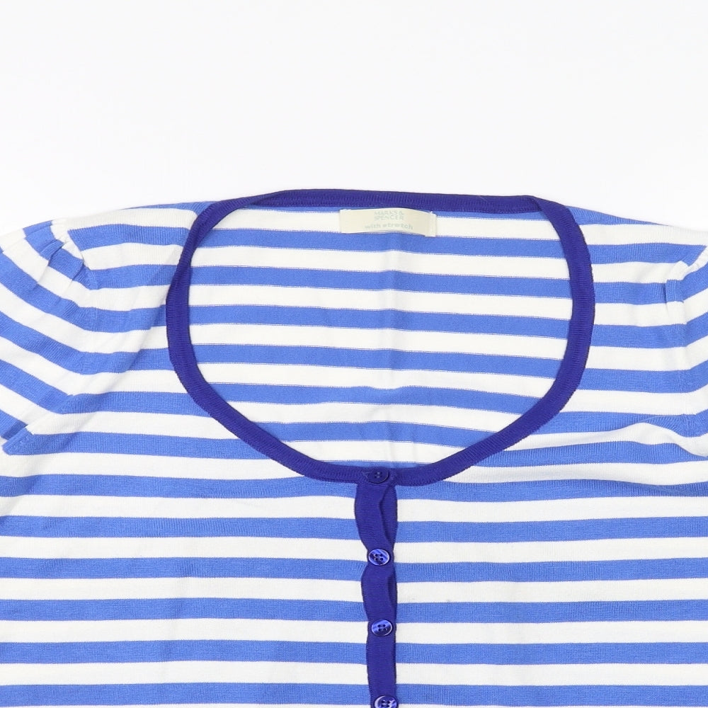 Marks and Spencer Womens White Striped  Basic Button-Up Size 10