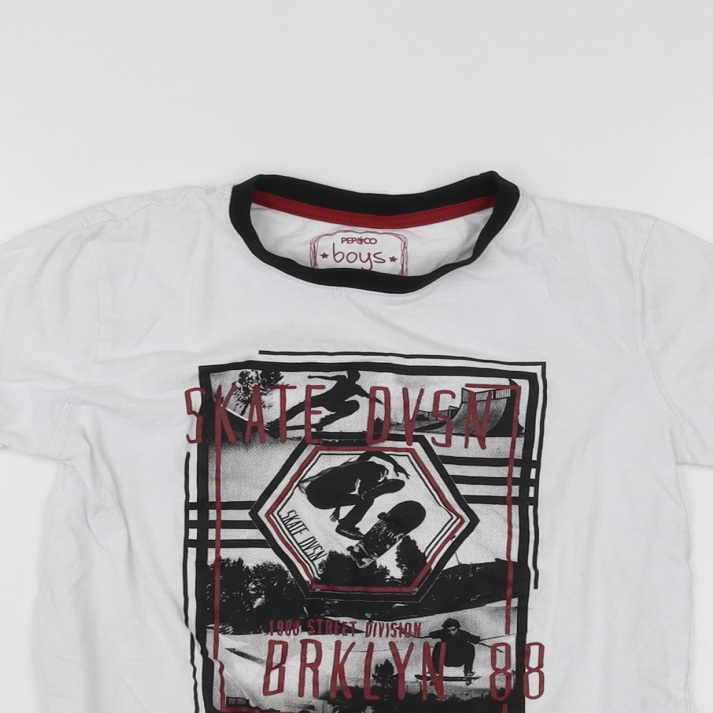 PEP&CO Boys White   Basic T-Shirt Size 9-10 Years