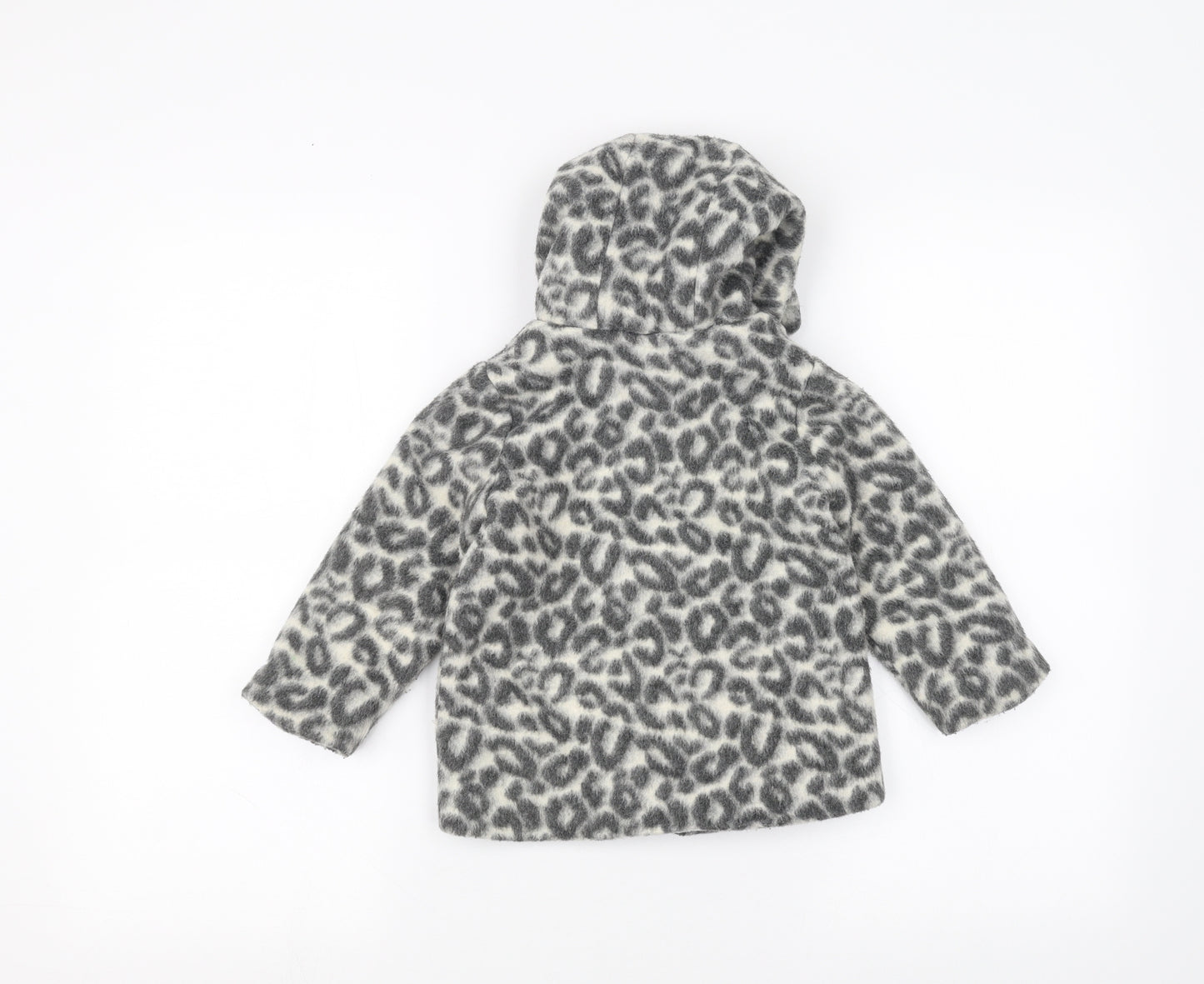 NEXT Girls White Animal Print  Parka Coat Size 2-3 Years