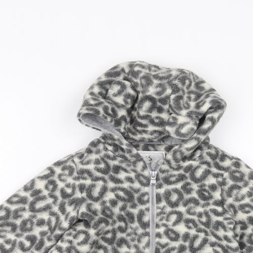 NEXT Girls White Animal Print  Parka Coat Size 2-3 Years