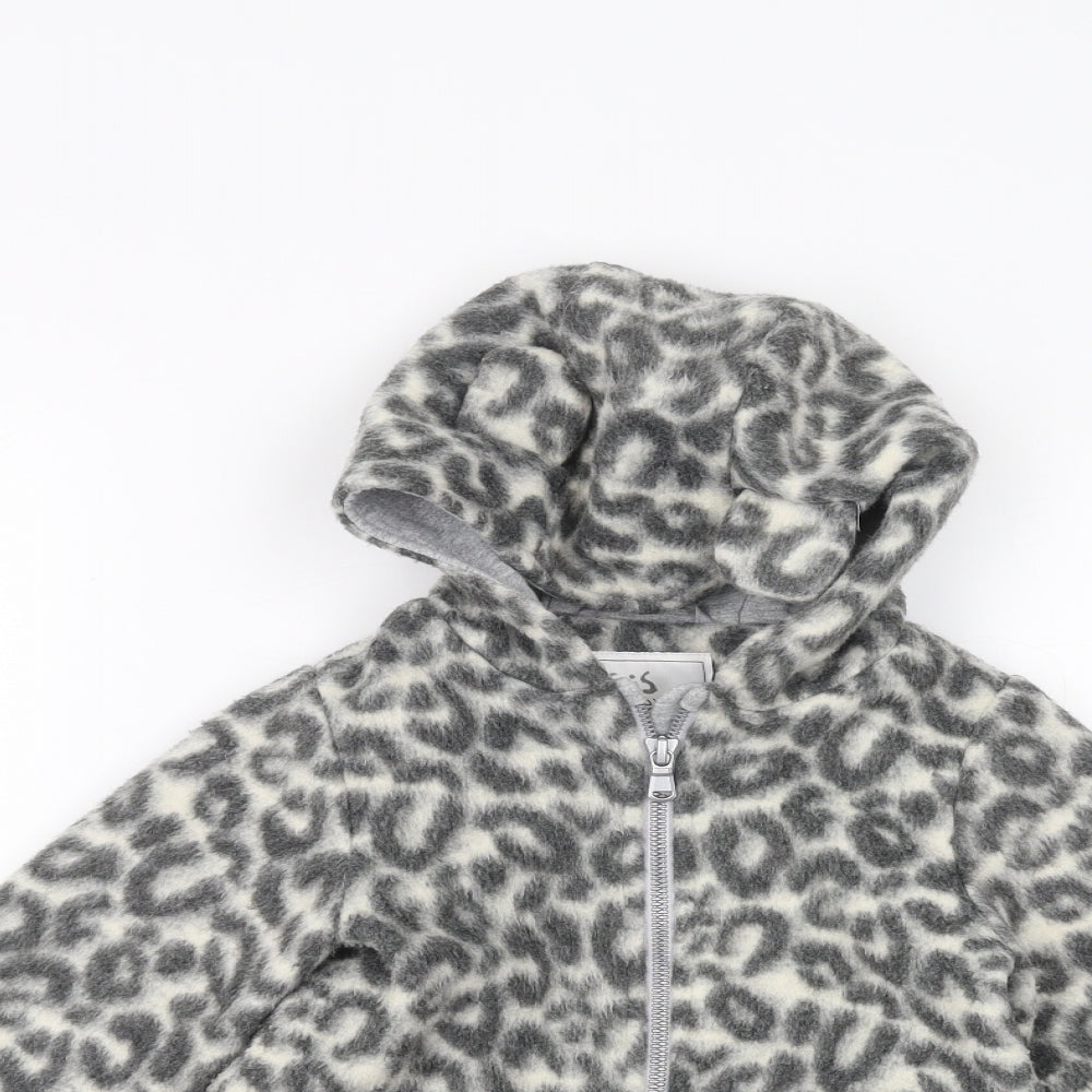 NEXT Girls White Animal Print  Parka Coat Size 2-3 Years