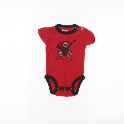 Lazy One Baby Red   Babygrow One-Piece Size 6-9 Months