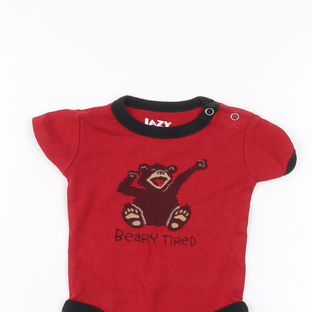 Lazy One Baby Red   Babygrow One-Piece Size 6-9 Months