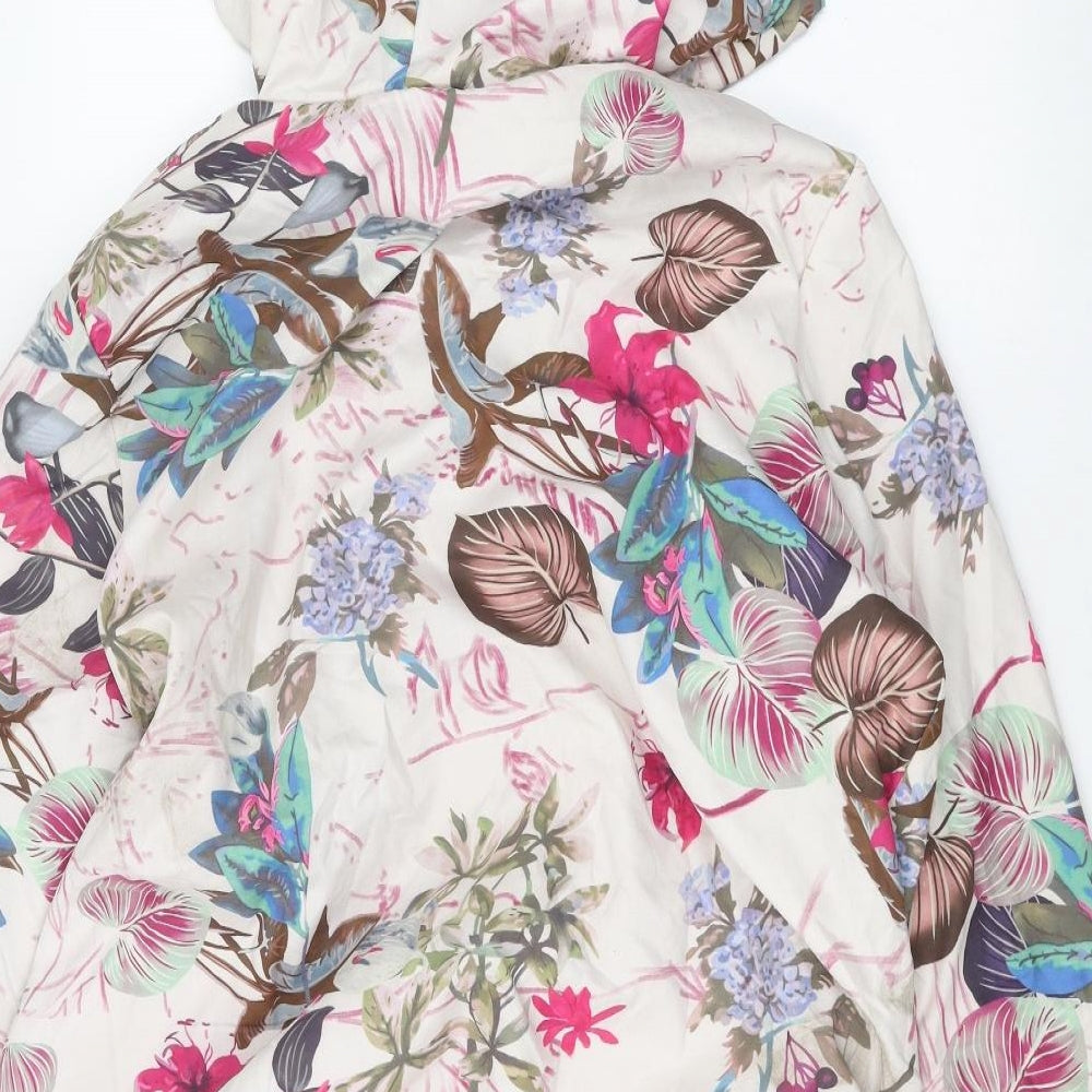 Preworn Womens White Floral  Parka Coat Size 2XL