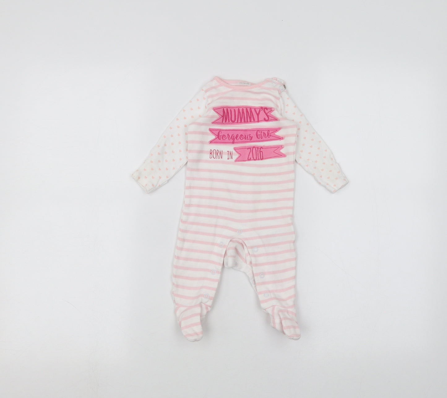 F&F Baby White Striped  Coverall One-Piece Size 0-3 Months