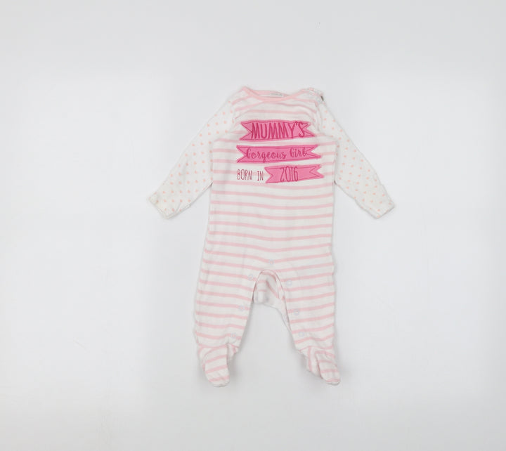 F&F Baby White Striped  Coverall One-Piece Size 0-3 Months