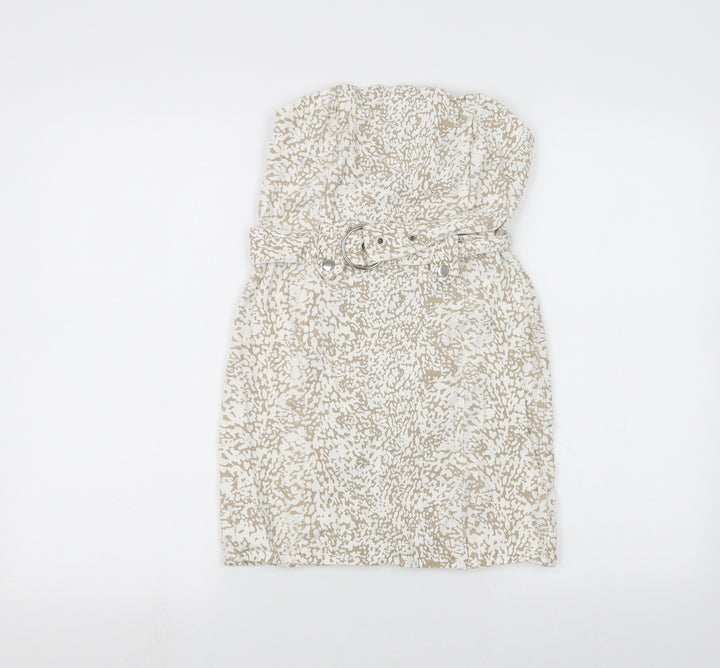 PRETTYLITTLETHING Womens White A-Line Size 8 - Belted