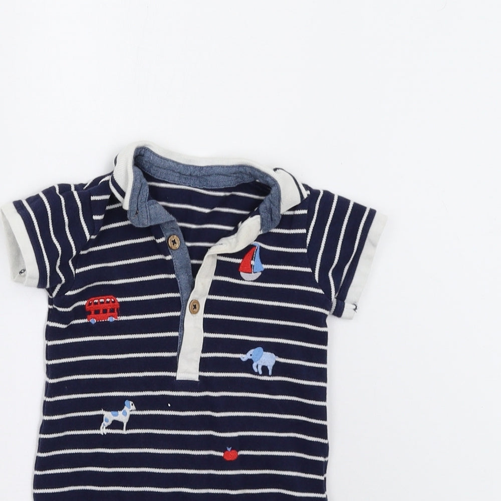 Nutmeg Baby Blue Striped  Romper One-Piece Size 6-9 Months