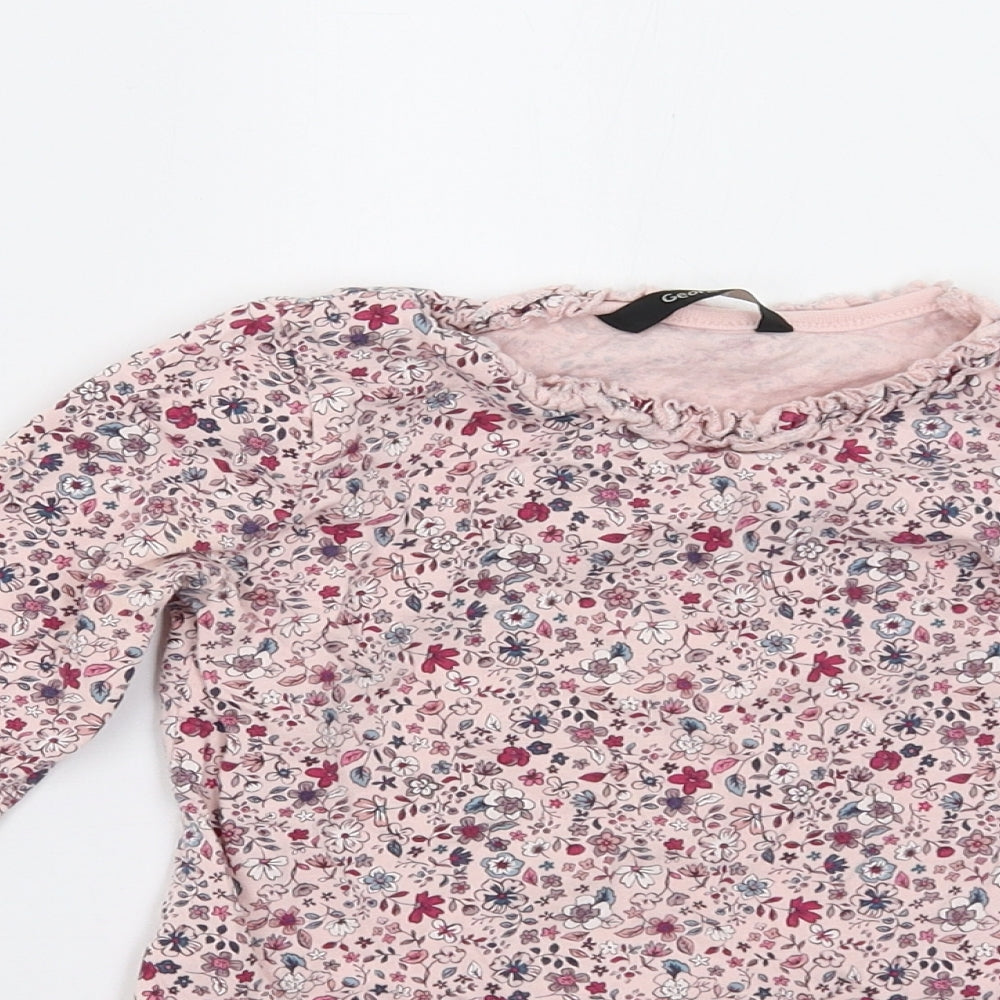 George Girls Pink Floral  Basic T-Shirt Size 2-3 Years